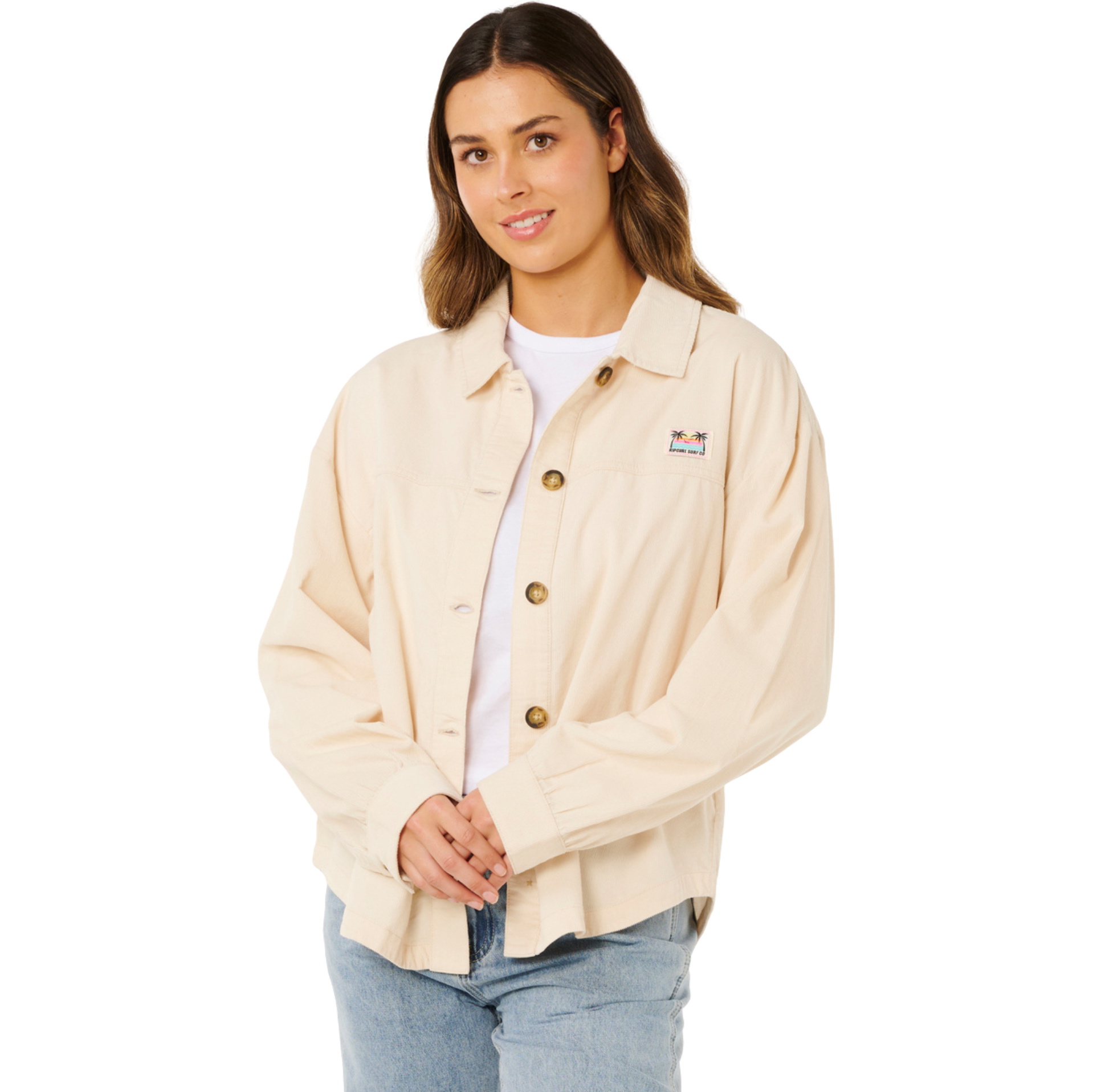 2026 Rip Curl Womens Keepsakes Washed Cord Shirt 074WSH - Stone